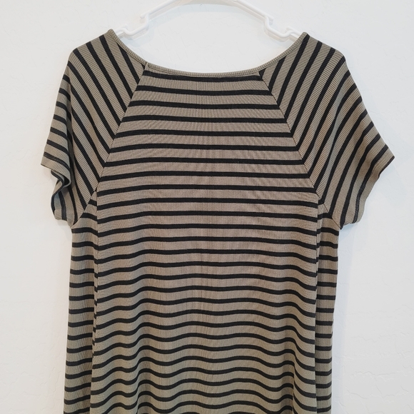 Old Navy Olive Green & Black Short Sleeve Striped Dress Women's Size Large - Picture 3 of 11